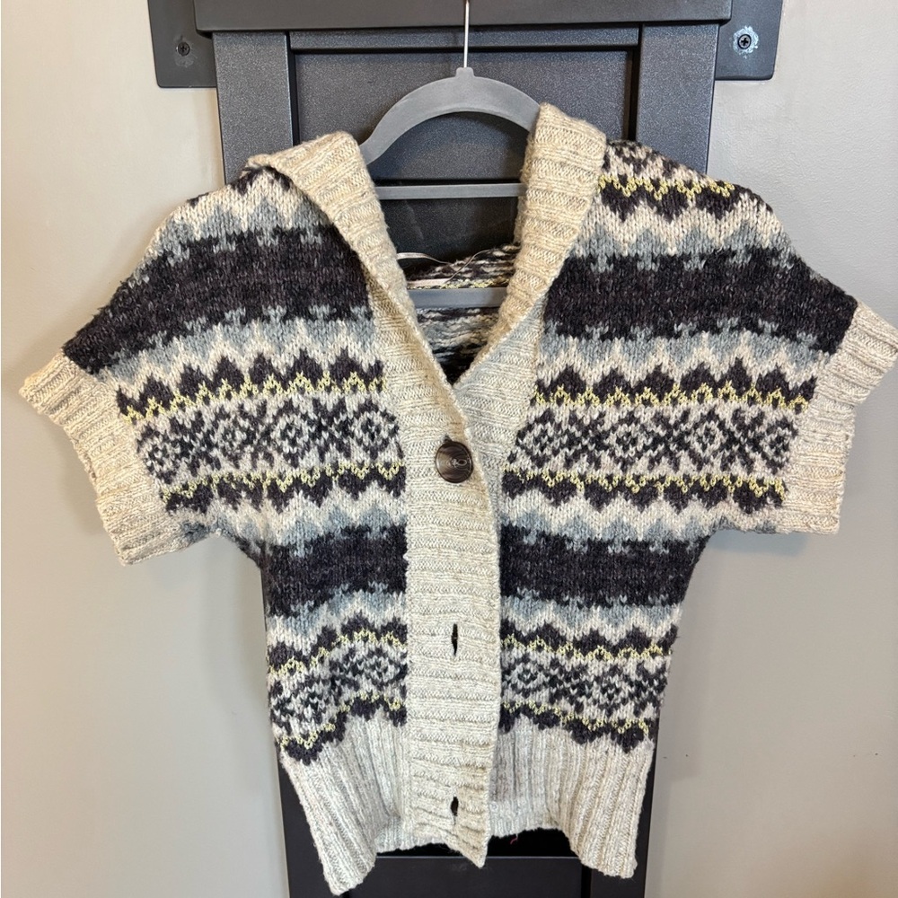 Aeropostale Hooded Fair Isle Sweater Cardigan Size Small Petite​
